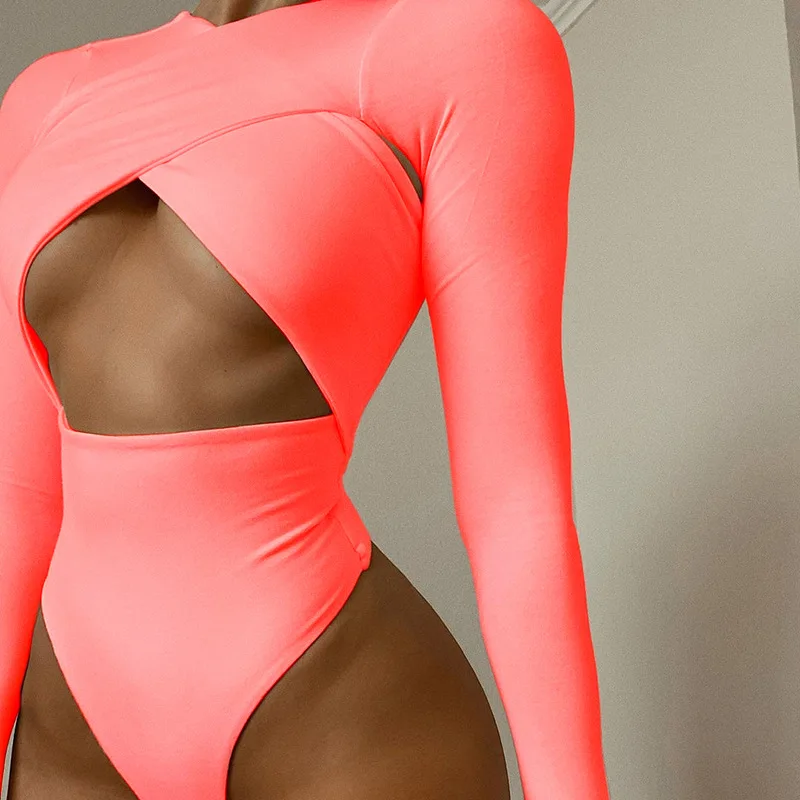 

one Piece Fitness Jumpsuit Hollow Out Bodycon Women's Top Jumpsuit 2021 Fashion Solid Color Tights Overall romper