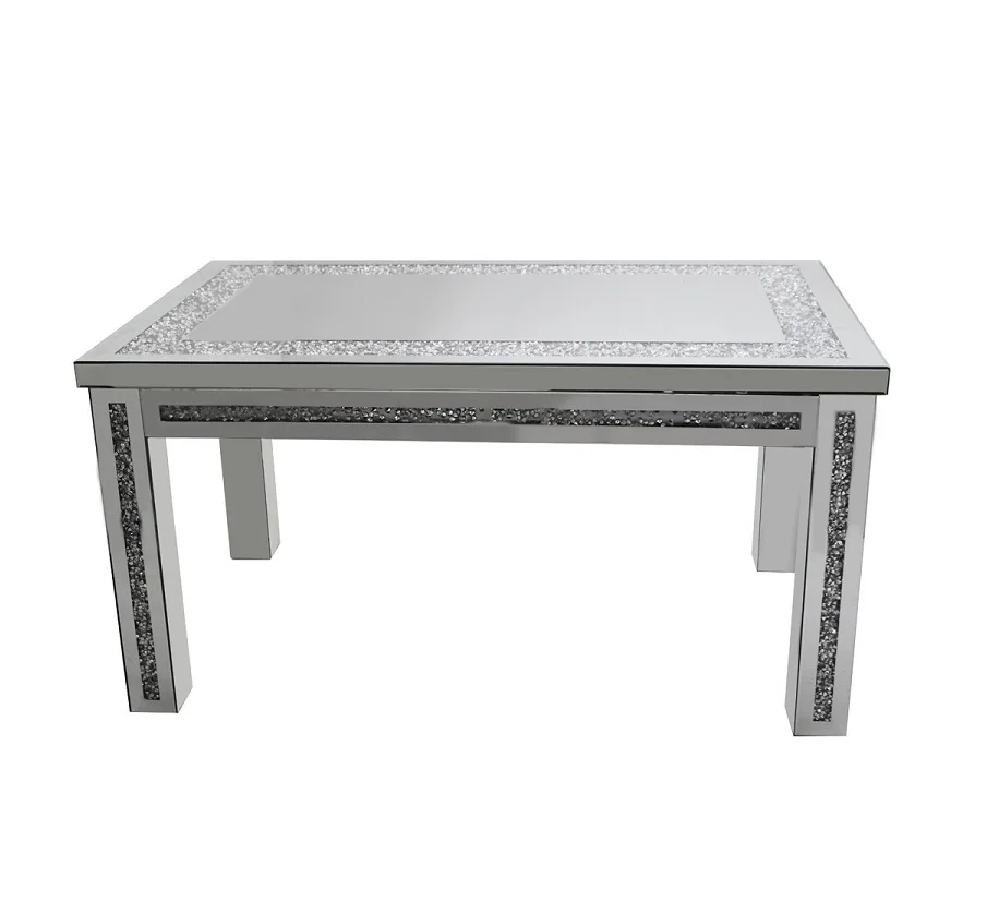 Hot Selling Sparkly Silver Mirrored Dining Table Crushed Diamond Top 4 ...