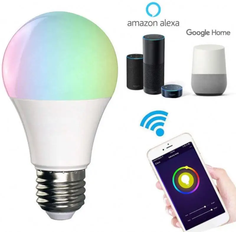 

E27 Google Assistant Alexa led light WIFI RGB CW Variable lighting Color LED disco light Bulb LED Smart Bulb lamp, Rgb c w