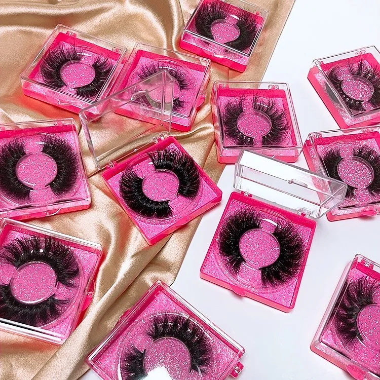 

Fast Delivery Wholesale Hand Made lashes Natural Black Private Labels 25 mm fluffy mink eyelashes