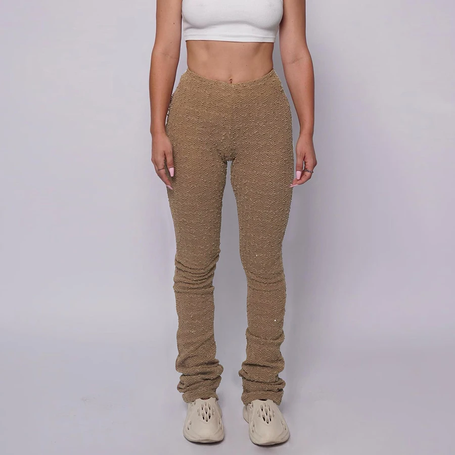 

Autumn Winter 2021 Women Pants Plain Pleated Long Plus Size Pants