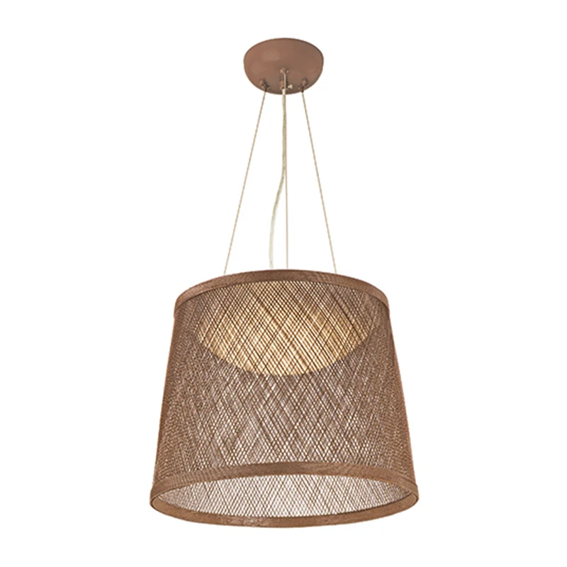 Loft Living Room Decor Large Drum Chandelier Light Fixture Grid Twine Pendant Lamp LED Hanging Light