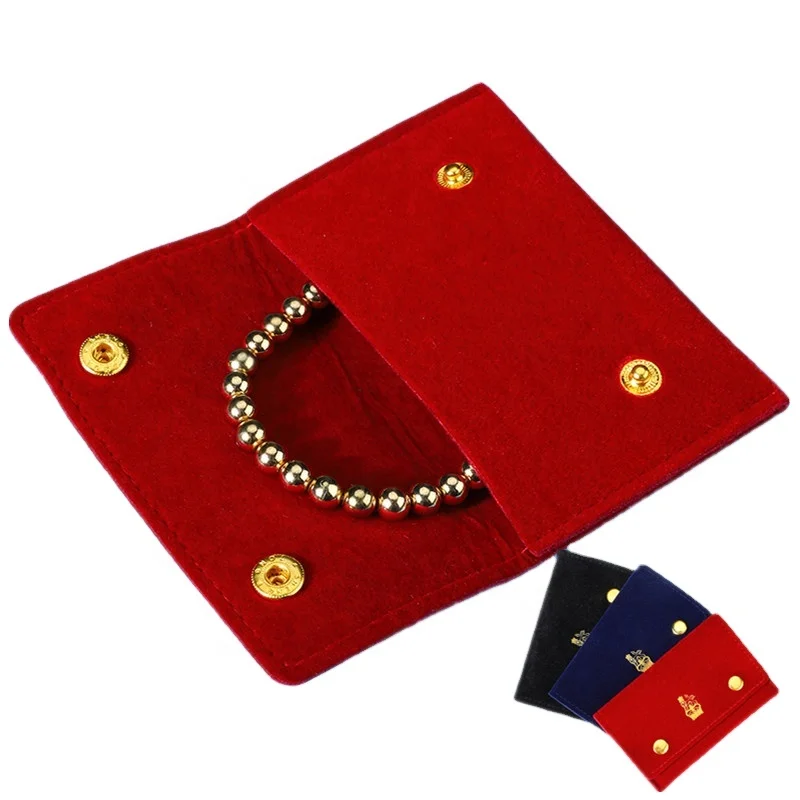 

Custom printed suede envelope red jewelry pouch and packaging gift bag with button
