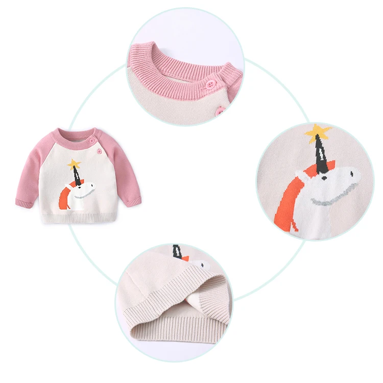 
Cartoon Jacquard Long Sleeve Kids Clothing Knitted Baby Sweater Warm Kids Clothes For Winter 