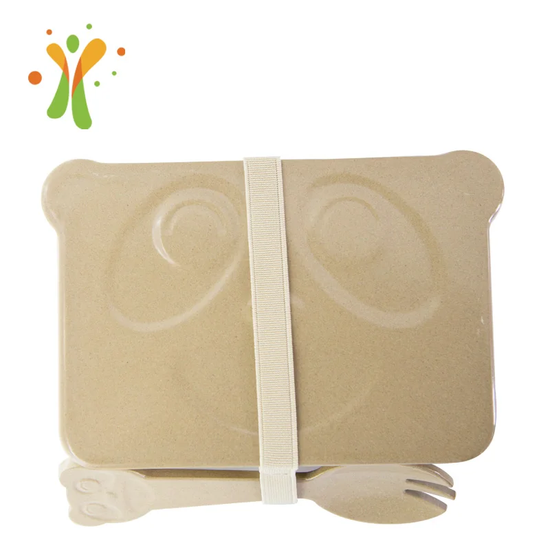 

Biodegradable and microwave children dinner set nature rice husk fiber bento lunch box, Rice husk natural color