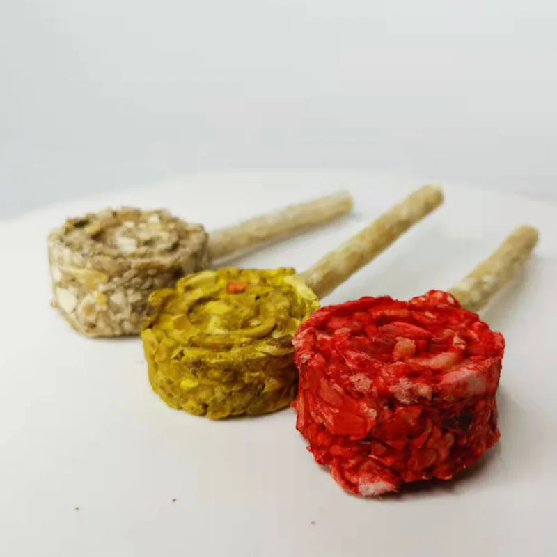 

Pet food factory wholesale new r&d hot dog snack training reward cowhide color lollipop pet treatment