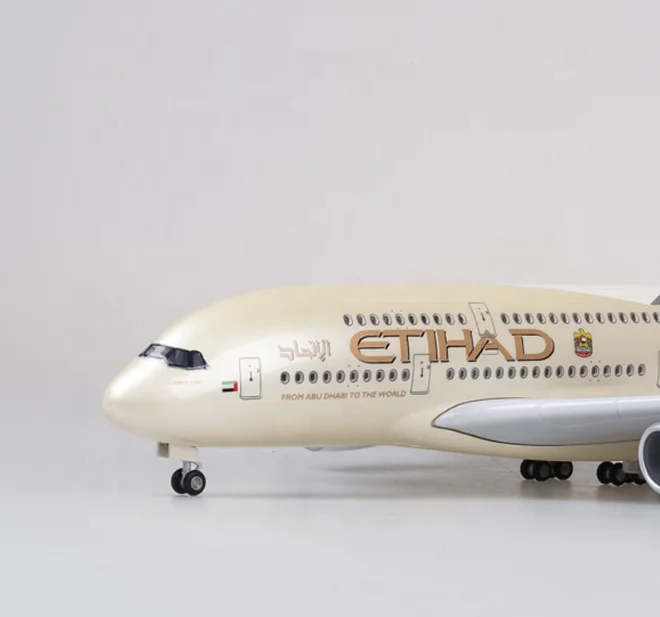 1/130 A380 43cm Etihad Airplane LED Lamp Resin Aircraft  Passanger Plane Model