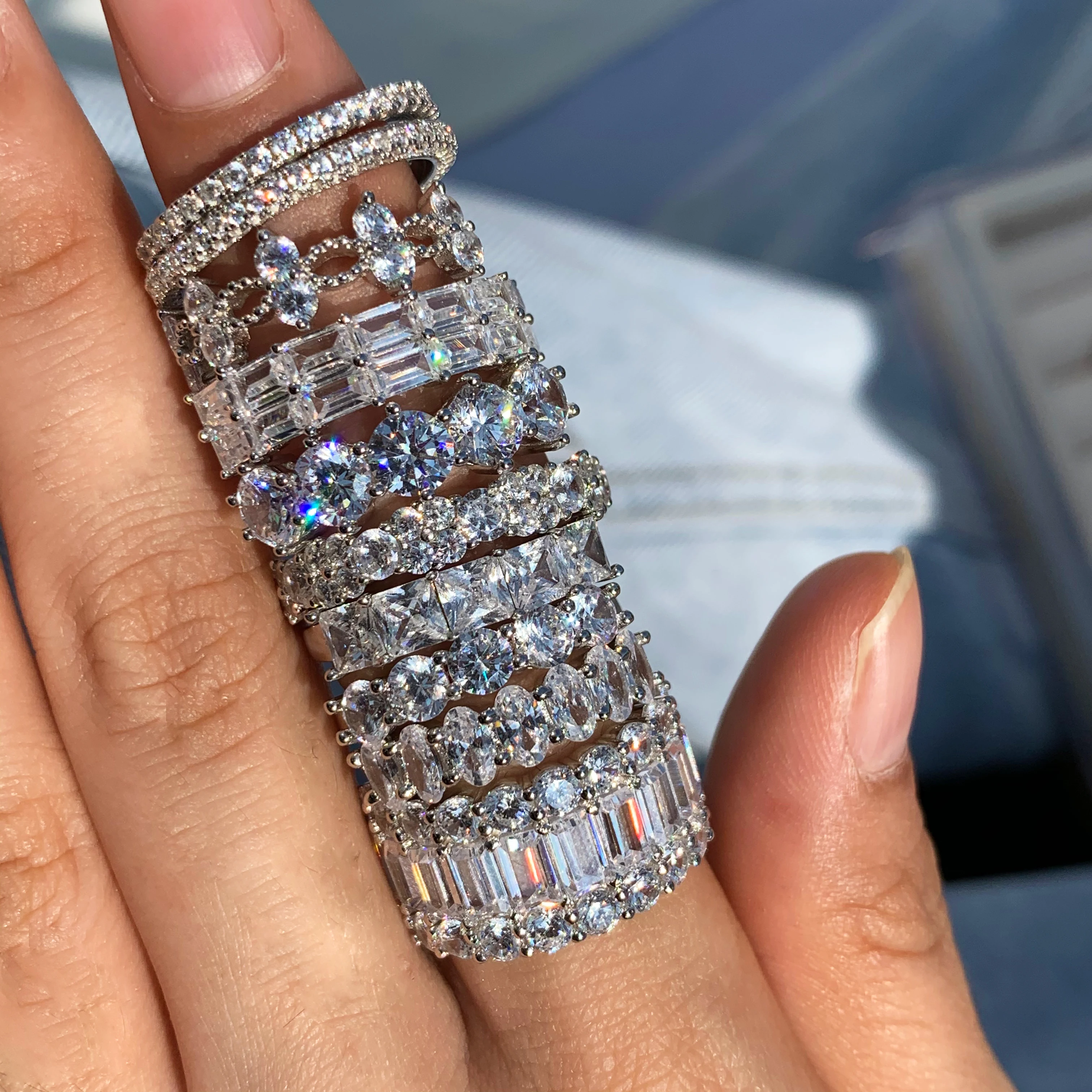 

Sevena jewelry Cubic Zirconia Diamond 18k Gold Plated Insta Stackable Rings Jewelry Women