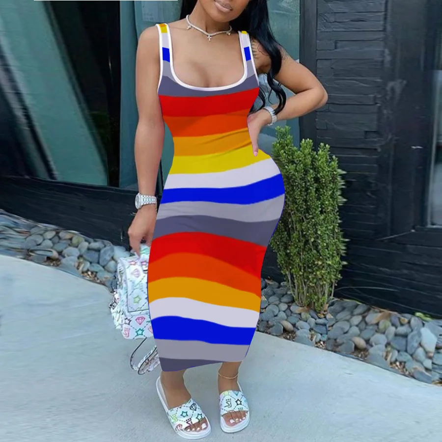 

big size dress vogue sell like bump color stripe printed men's totem multicolor flares new 2020 jumpsuits cover buttocks