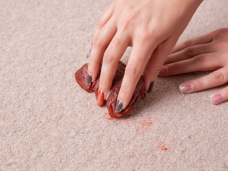 Blotting technique demonstration on carpet stain
