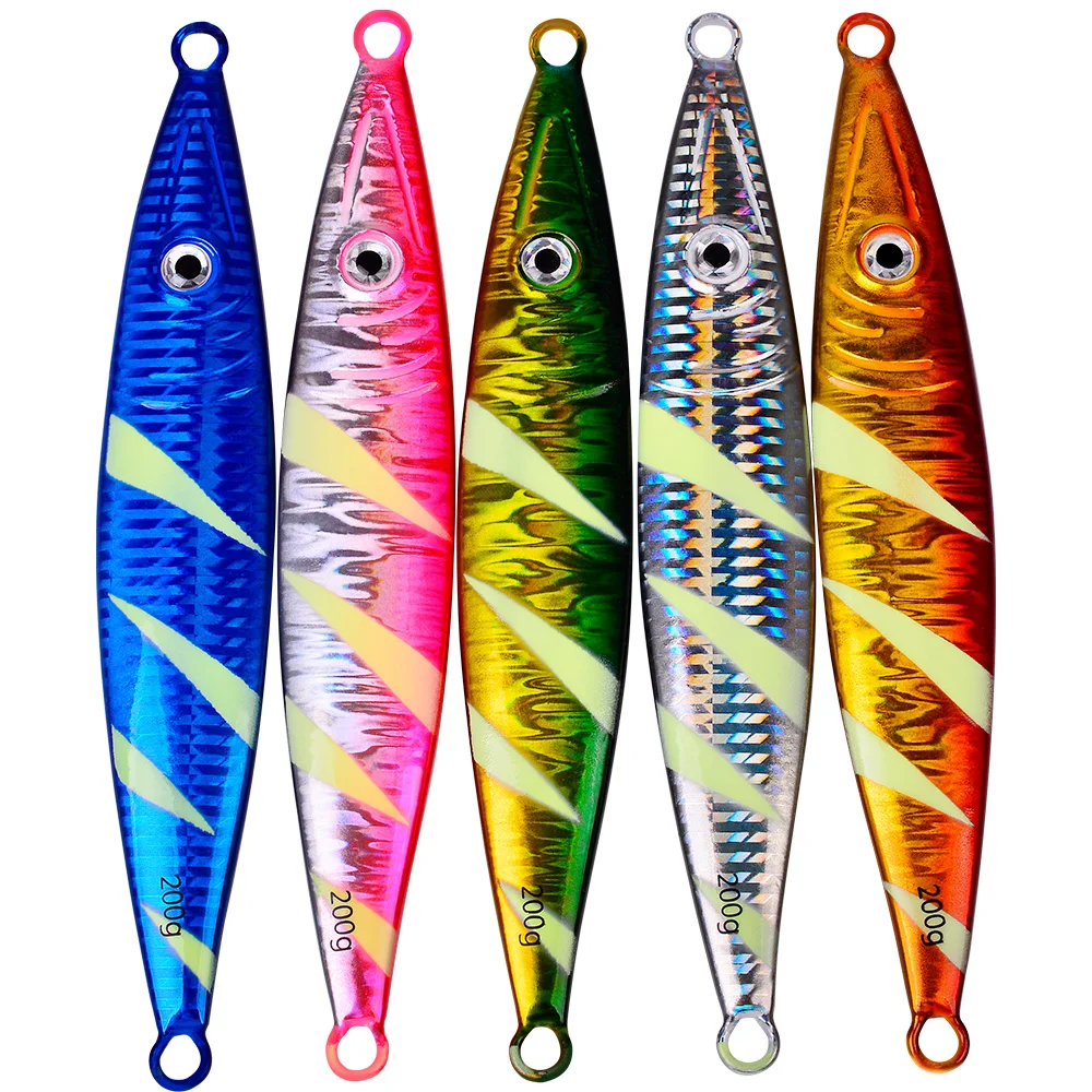 

Luminous Sea Fishing Lures Cebos De Pesca 3D Isca Artificial Lead Fishinglures Hard Swimbait 60g 10cm Slow Jigging Fishing Bait, 5 colors