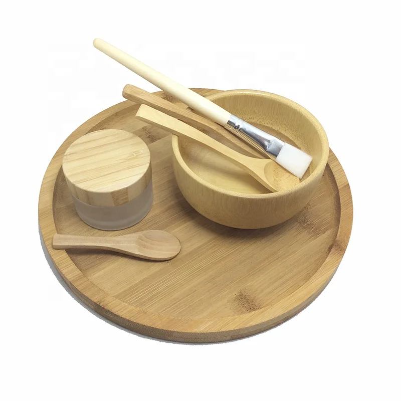 

bamboo products gift 2020 custom face mask mixing bowl set for beauty skin care and cleansing clay, Natural bamboo color