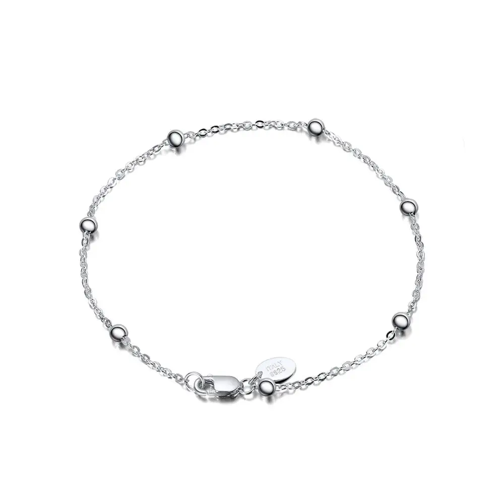 

RINNTIN SB67 Fashion Jewelry 925 Sterling Silver Side Chain Bracelet with 2.0mm Ball Beads for Women Men