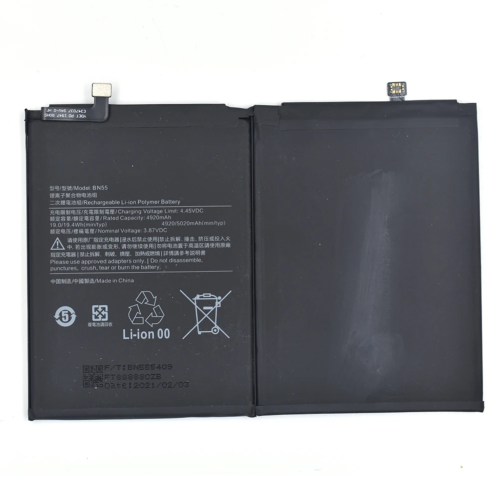 

Brand new zero-cycle battery 5020mAh BN53 BN54 BN55, Xiaomi Note 9 Pro 9s mobile phone battery, suitable for Redmi battery serie
