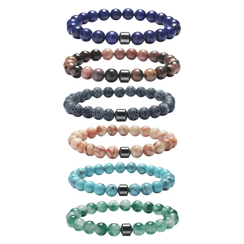 

new arravial Natural Gemstone Bangles Healing stone Bead Bracelets Men Women Jewelry pulsera mujeres, As pic show