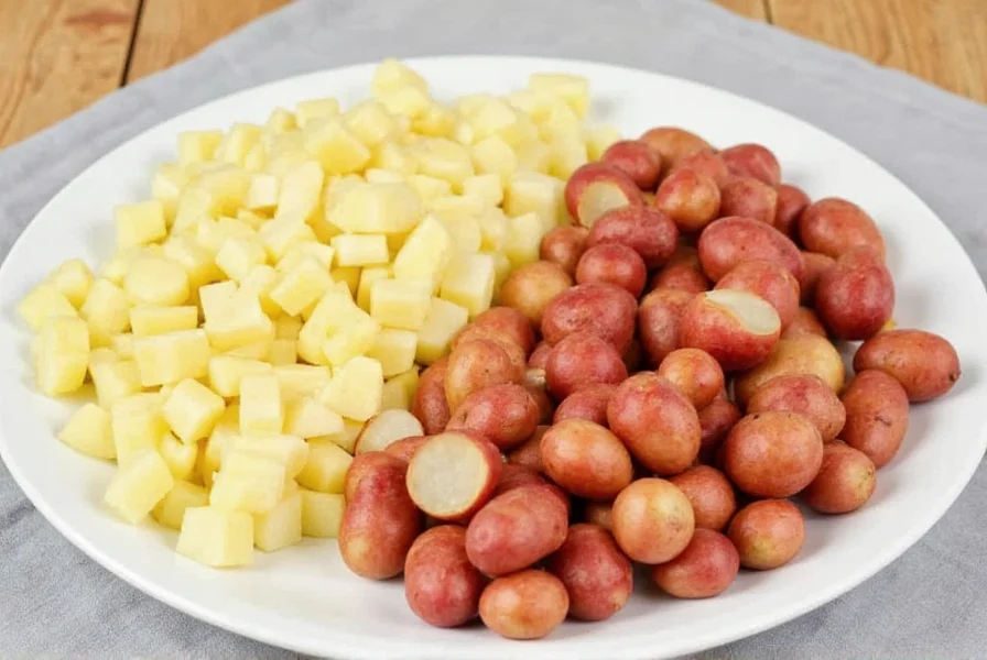 Yukon Gold and red potatoes chopped and ready for chili recipe