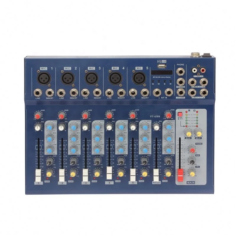 7 Channel professional sound DJ usb bluetooth audio mixer