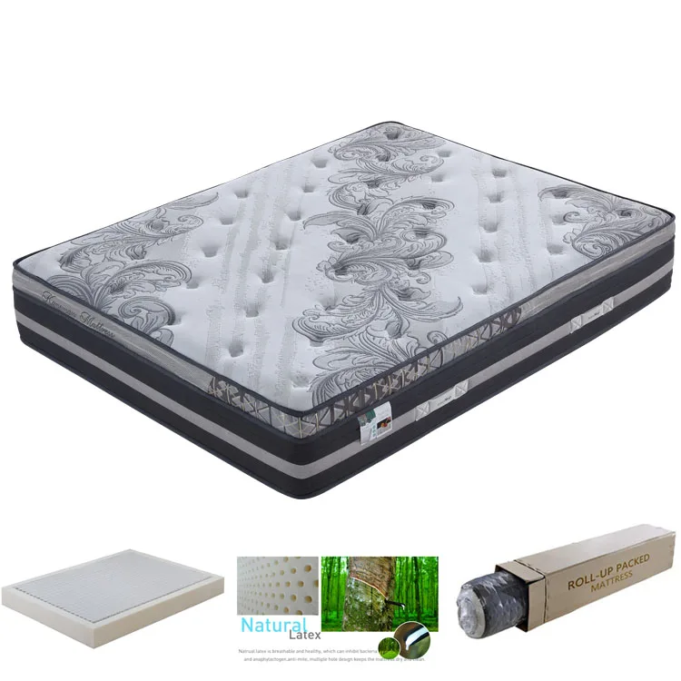 

China colchones Most popular colchon vacuum roll up latex pocket spring mattress in a box, Can be customize