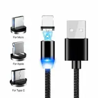 

On Stock 3 In 1 Round Magnetic Phone Cable For Micro/IOS / Type C Cell Phone Fast Charging Magnetic Usb Cable With Cheap Price