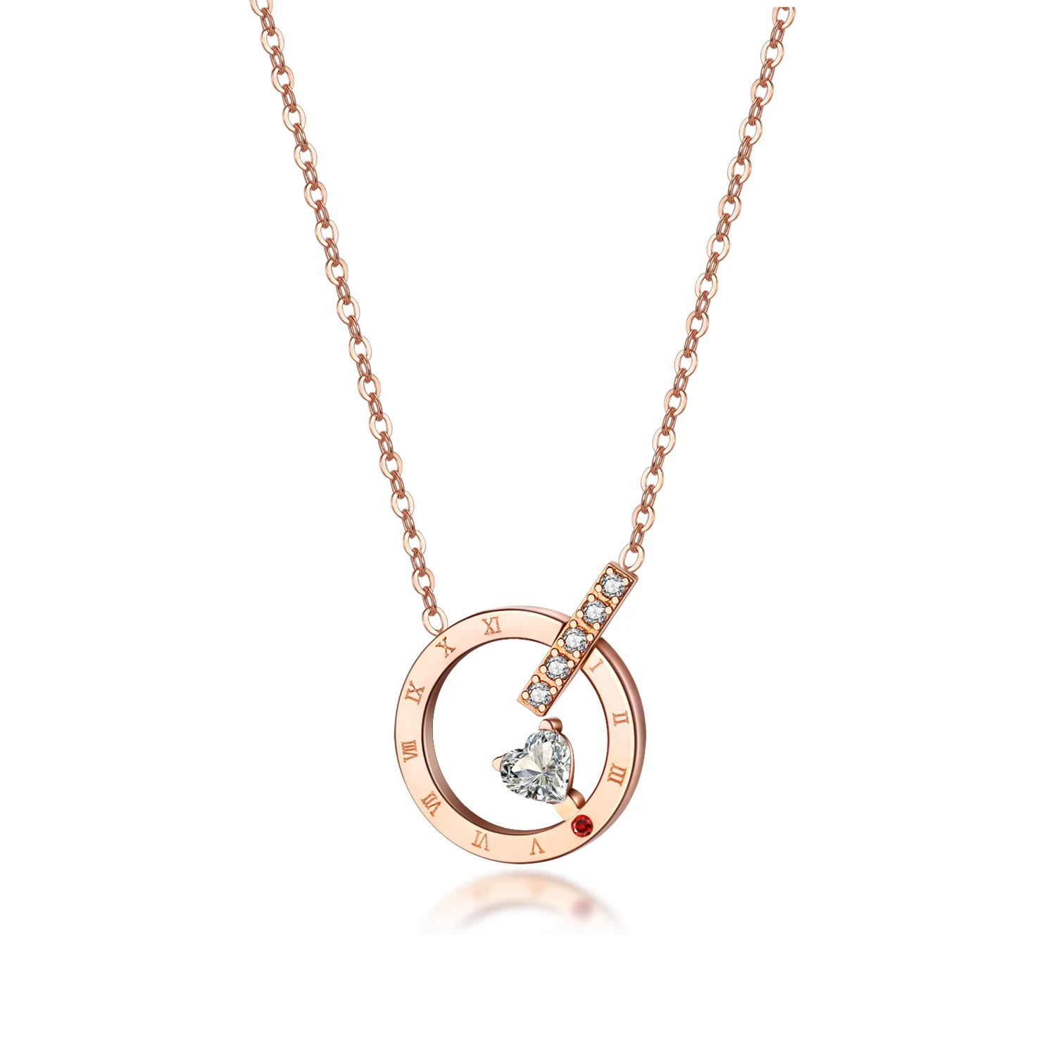 

Personalized stainless steel simple diamond heart pendant 18K jewelry rose gold necklace for women GX1560