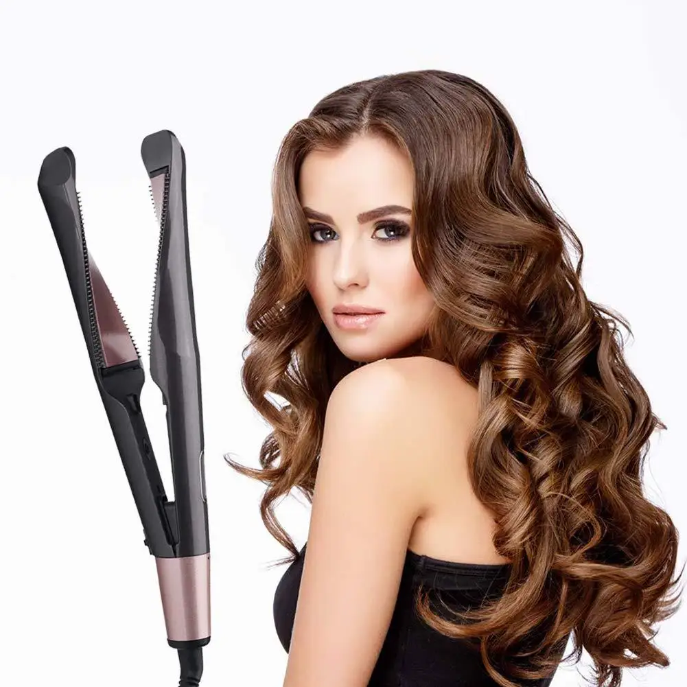 

Professional 2 in 1 hair curler and straightener in one Twist curling iron barber salon flat irons styler Tourmaline ceramic, Black+gold,pink+white