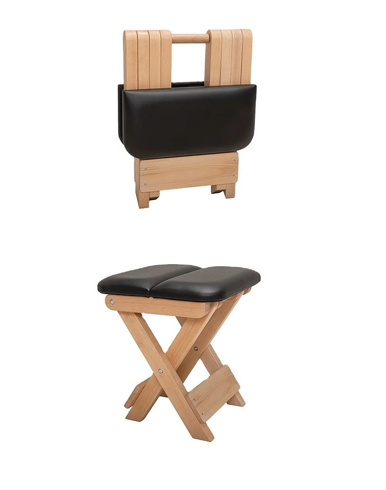 Factory Direct Sale Home Commercial Yoga Exercise Home Pilates Solid Wood Portable Folding Chair