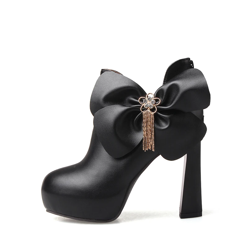 

Nice Women Ankle Boots Round Toe Strange Style Heels Boots Elegant Black White Red Shoes Woman