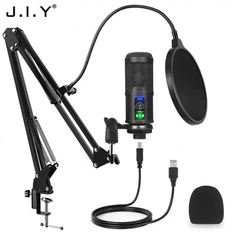 

J.I.Y BM-65 Factory Direct Unidirectional Condenser Vlog Podcasting Microphone Kit Condenser Microphone, Black