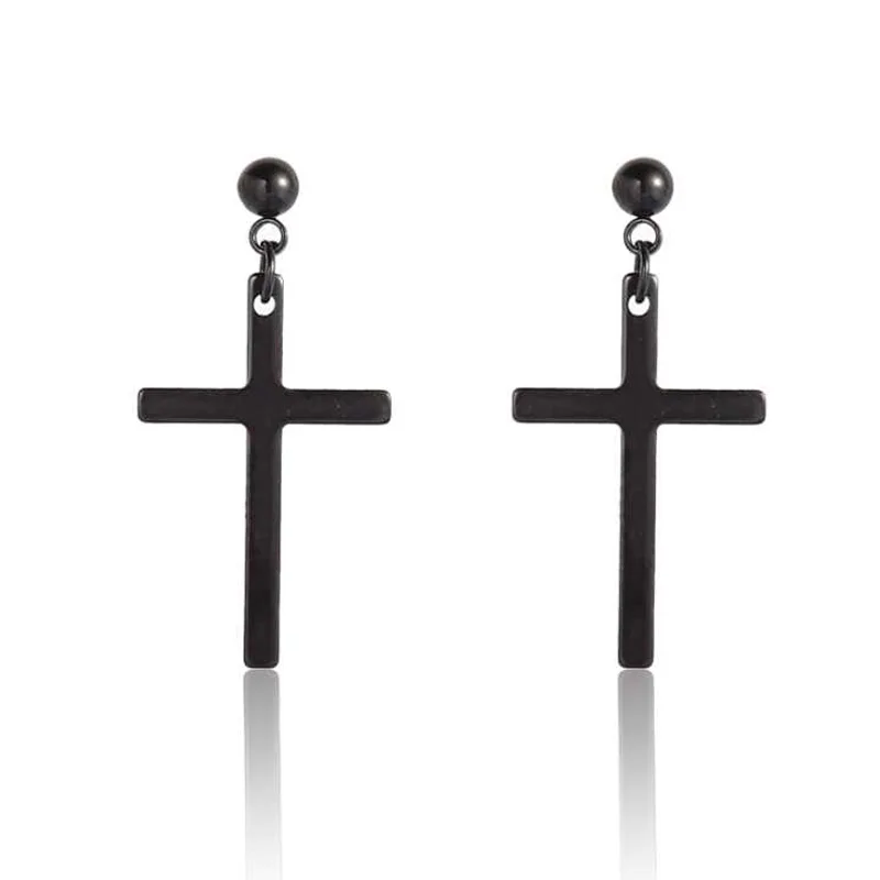 

Dangled Cross Pendant Earrings Wholesale Pierced Ears Titanium Steel Vacuum Electroplating Technology Anti-Corrosion