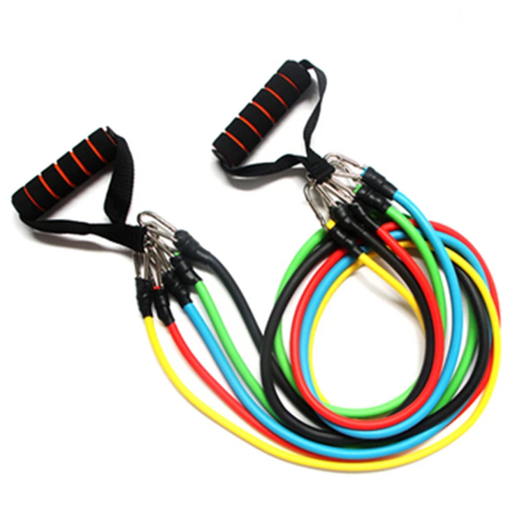 

Wholesale Custom Handles Fitness Resistance Bands Tube Set 11pcs for body building