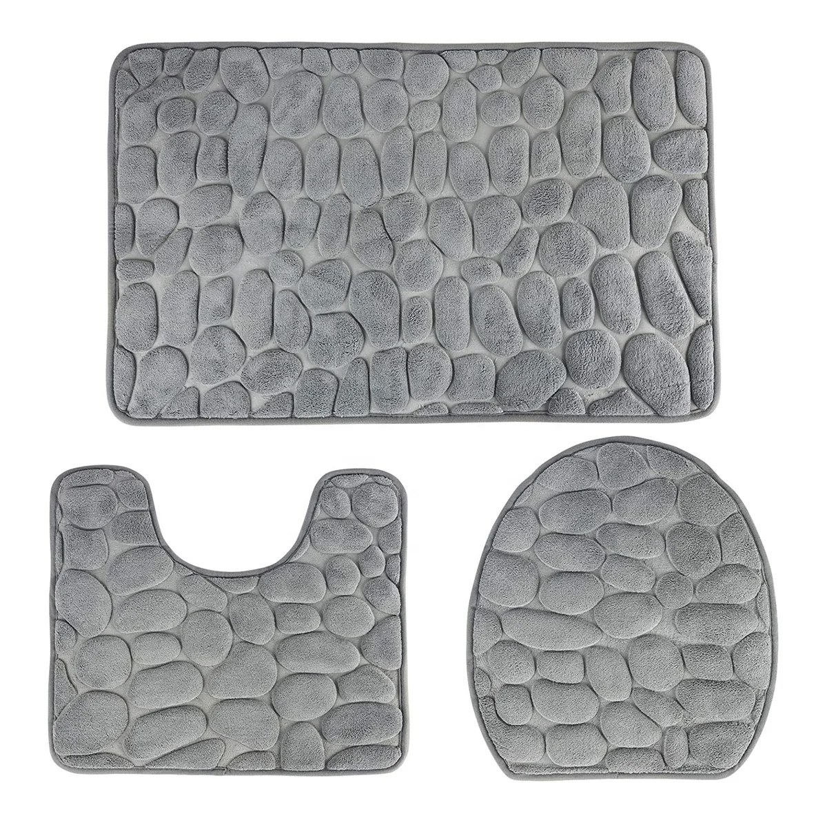 

embossed sponge coral fleece floor mat stone pattern anti-slip bath rug water absorbing memory foam bath mat sets hot sale, Customized