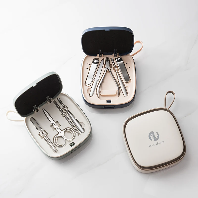 

Amazon hot sale nail clipper set stainless steel manicure care set nail clipper tools 9 pcs set