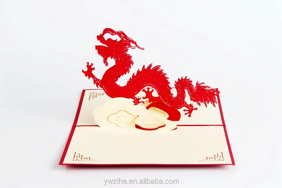 Nouvel An Chinois Rouge 3d Dragon Pop Up Carte De Voeux Decoupe Laser Enveloppe Carte Postale Creux Sculpte A La Main Kirigami Cadeaux Buy Carte De Voeux 3d Dragon Pop Up Carte Postale