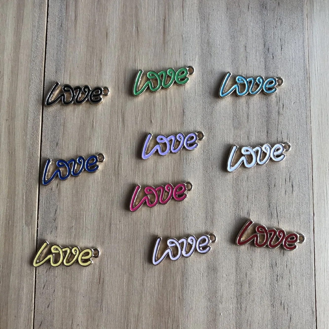 

color enamel metal love letter charms for bracelets fashion metal love charms custom love letter jewelry charms, Mix color