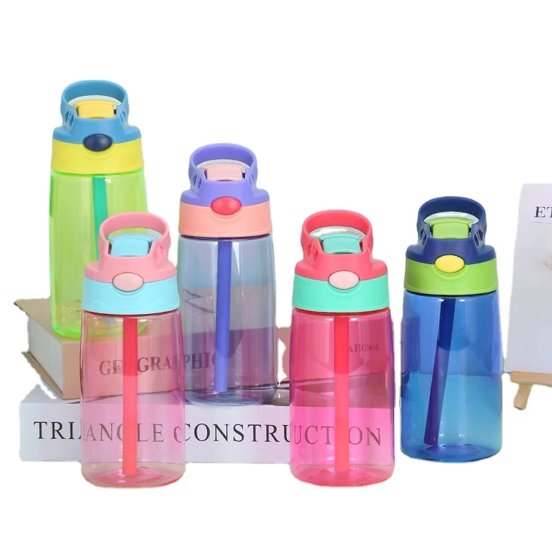 

Wholesale customized 450ml kids drinking bottle plastic drink kids water bottle with straw