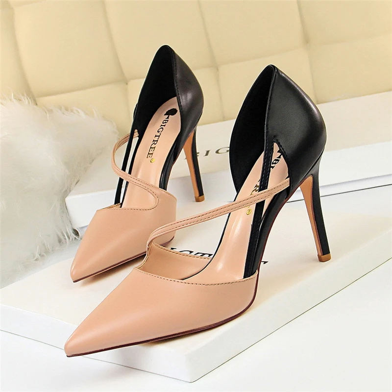 

Mixed Color Patchwork Fashion Heels Women's Pumps Pointed Toe Dress High Heels Girls High Heeled Shoes Stiletto Block Pumps