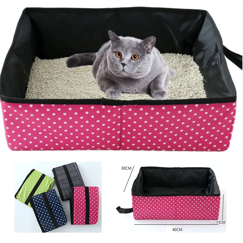 

Outdoor Travel Eco-friendly Scratch Resistant Oxford Fabric Portable Waterproof Pet Mobile Toilet Foldable Cat Litter Boxes, Grey/ rose red/ green/ navy/ red