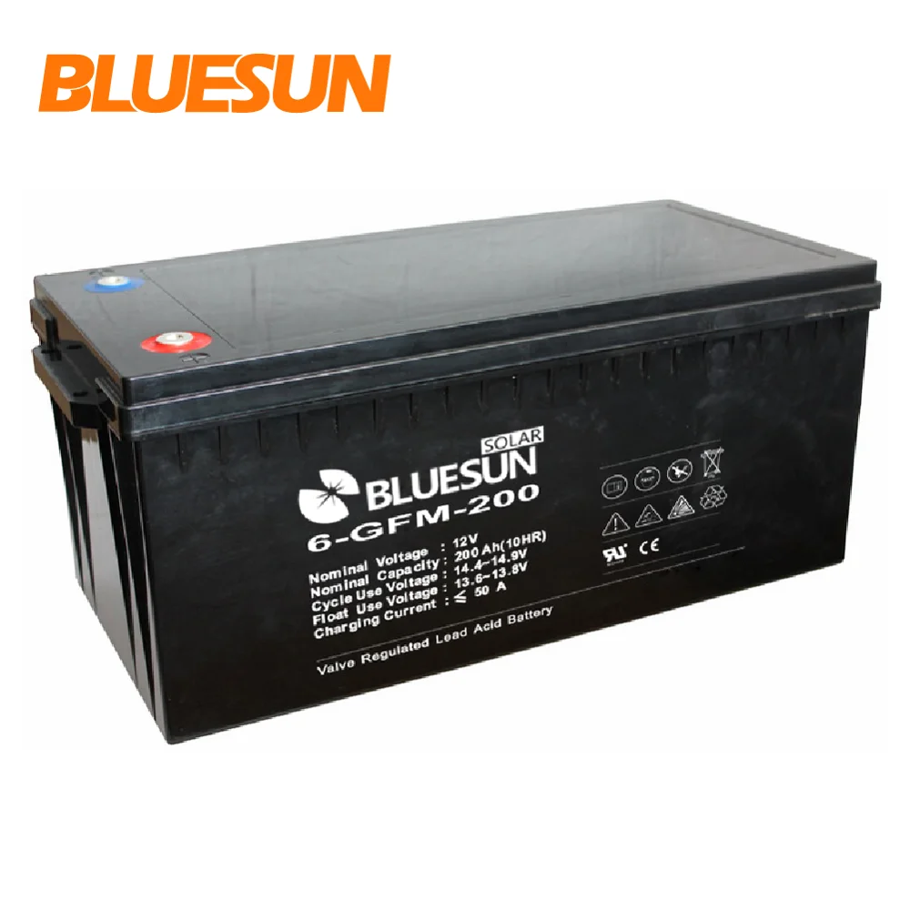 
10kw solar panel system long warranty 12V 200ah Li ion agm gel solar batteries 