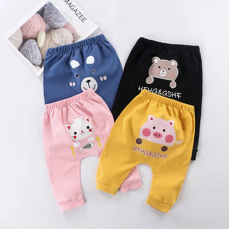 

Wholesale custom children's trousers baby cotton cartoon printed harem pants