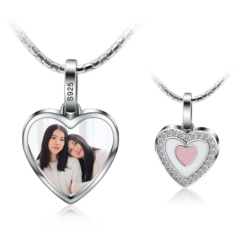 

Drop Ship Popular S925 Custom Color Picture Love Double Heart Necklace, Whitegold