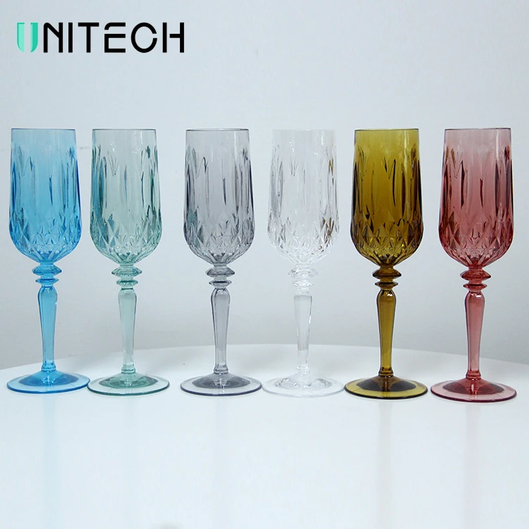 

Crystal Wine Glasses Set Luxury Crystal Glasses Wine Cup Polycarbonate Glasses Champagne Wine Glass Acrylic Champagne Flutes, Clear,black,blue or customized