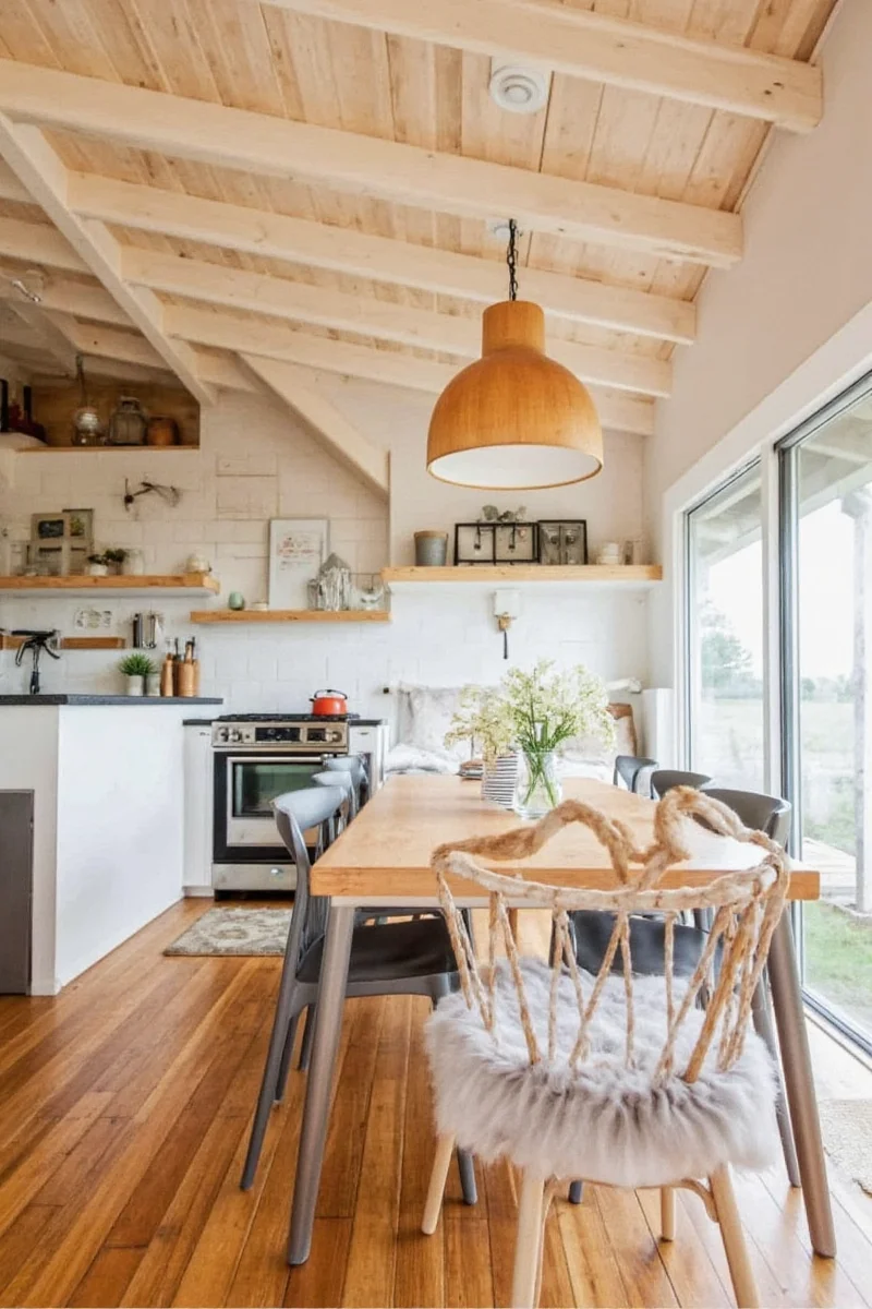 Vertical shelving units in a cabin