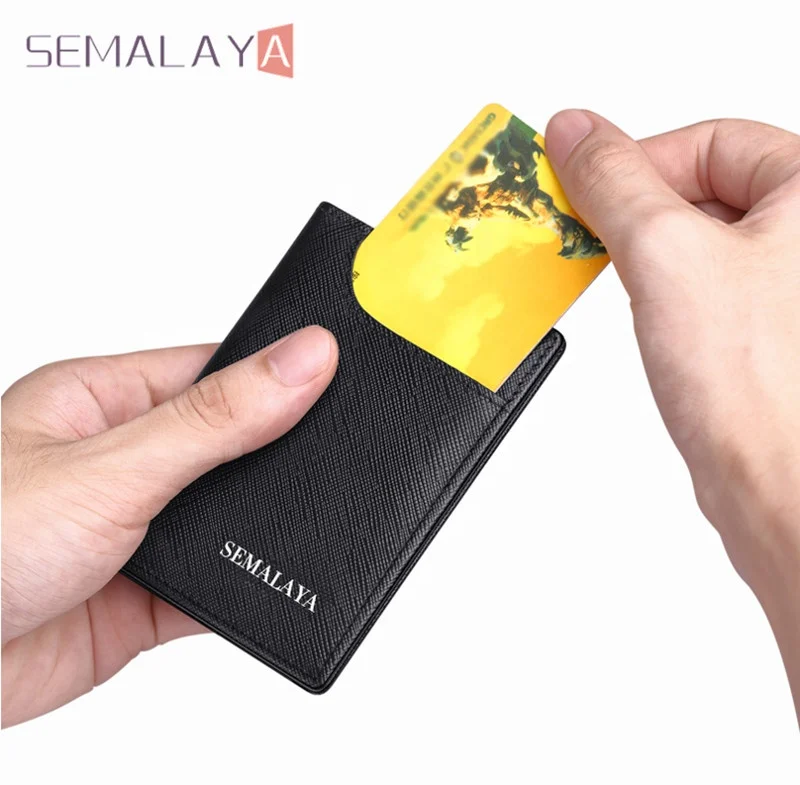 

Men Slim Wallet Genuine leather billfolds card holder men's short purse credit card multi-card mini Cowhide pocket, Blue/black