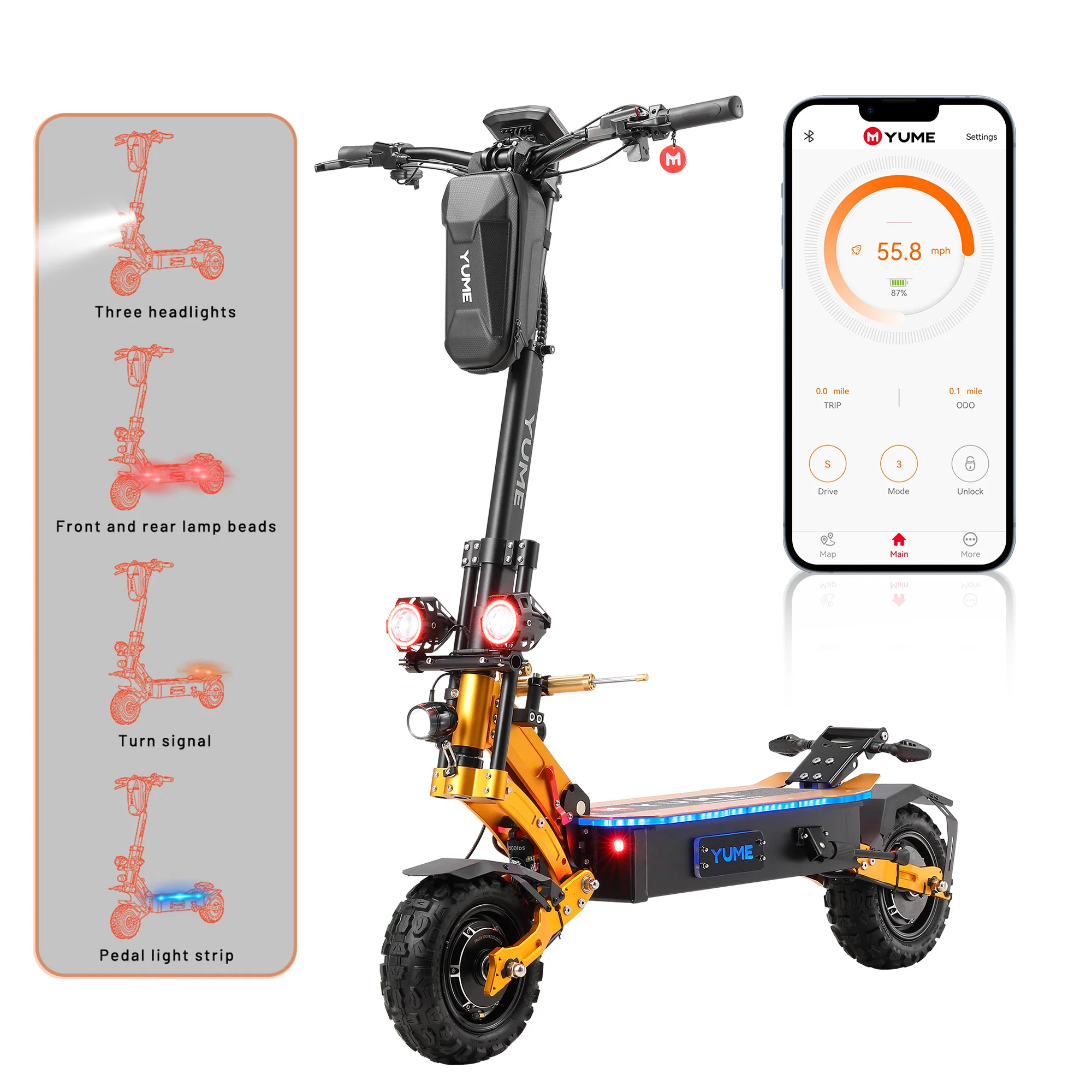 

[US EU Warehouse] YUME X11+ Electric Scooter 6000w 60V dual motor 80km/h 50mph 11inch fat tire foldable electric scooter adult