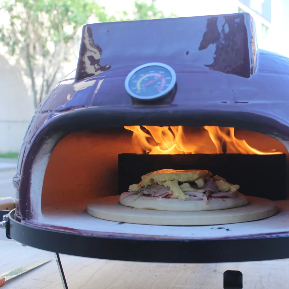 
STEEL EGG BBQ 21 inch Tabletop Wood Fired Charcoal Ceramic Pizza Oven 