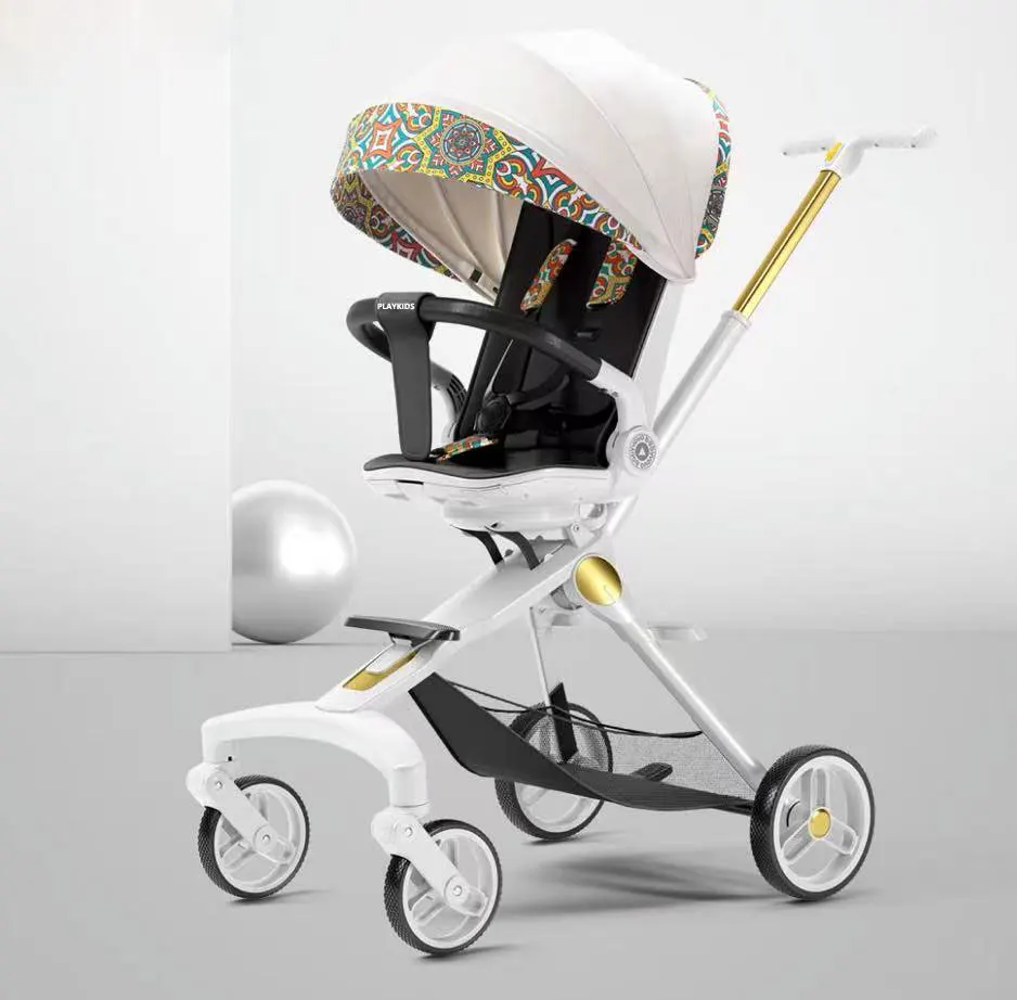 

PLAYKIDS Luxury Aluminum Strollers baby murah Pram Pushchair Lightweight Buggies Baby Stroller, Black