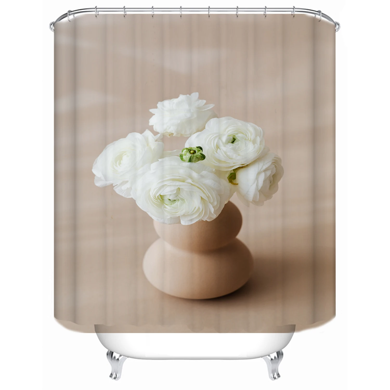 

Bathroom shower curtain partition bathtub waterproof shower curtain gourd white flowers custom printed shower curtain, Picture