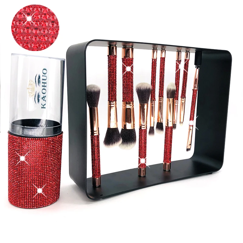 

Luxury Amazon Best Seller Makeup Brushes 10pcs Red Handle Custom Make-up Brush Synthetic Professional Makeup Brushes Kits