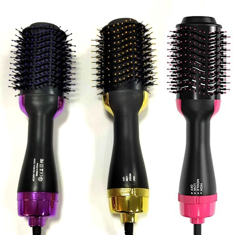 

One-Step 2 in 1 Hair Dryer Volumizer Hot Air Comb Negative Hair Styler Curler Straightener, Customized color