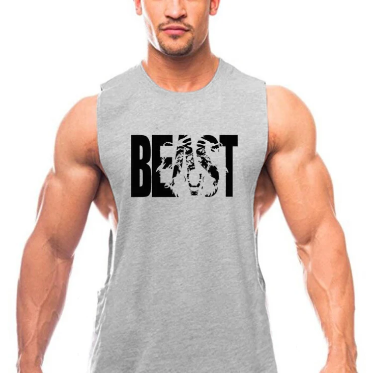 

New men summer Muscular man elastic force Breathable GYM clothes printing letter BEST Fitness Loose sleeveless Tees vest, Colors